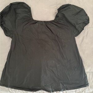 Black puff-sleeve blouse
